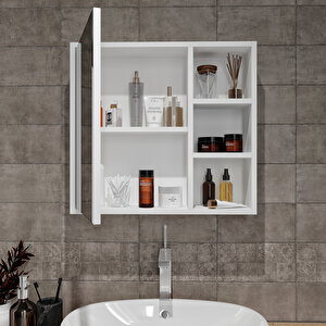 Çok Bölmeli̇ Ayna Kapakli Tamamen Mdf Banyo Dolabi