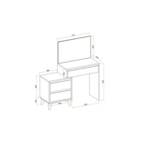 Viona 3 Çekmeceli, Aynalı Makyaj Masası Atlantik Çam