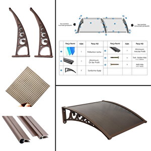 Pratik Sundurma Kapı Pencere Üstü 100x120 Cm Kahve 6 Mm Bronz Levha