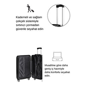 2'li Valiz Seti Polikarbon Orta Boy - Kabin Boy Valiz Siyah 1809