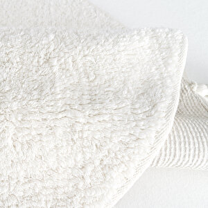 Cool Halı Cool Cotton Ccn Plain White Yıkanabilir Kaymaz Tabanlı Pamuk Dokuma Yuvarlak Bebek Halısı