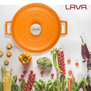 Lava Döküm Çok Amaçlı Yayvan Tencere Döküm Demir Kubbe Form Kapak Spring Serisi Çap(ø)28cm.