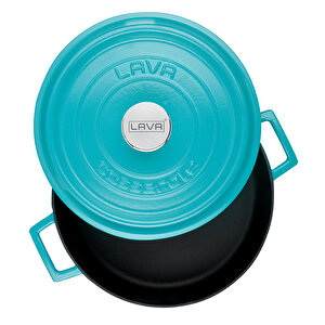 Döküm Çok Amaçlı Yayvan Tencere Döküm Demir Yekpare Kulplu Spring Serisi Çap(ø)28cm. Turkuaz