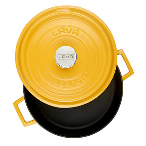 Döküm Çok Amaçlı Yayvan Tencere Döküm Demir Yekpare Kulplu Spring Serisi Çap(ø)28cm. Sarı