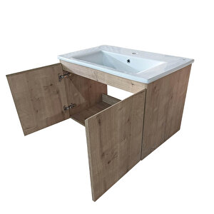 Alpu Aynalı Dolaplı Banyo Dolabı Safir Meşe 100 Cm