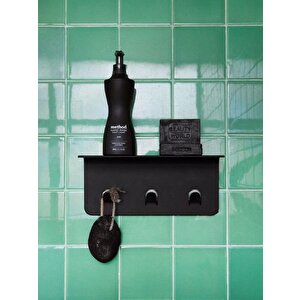 Modern Paslanmaz Metal Duş Rafı, Duş Düzenleyici, Banyo Rafı, Bayno Şampuanlık Siyah