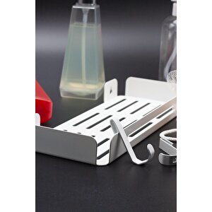 Metal Banyo Düzenleyici Organizer Şampuan Rafı Beyaz