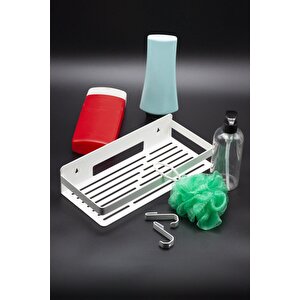 Metal Banyo Düzenleyici Organizer Şampuan Rafı Beyaz