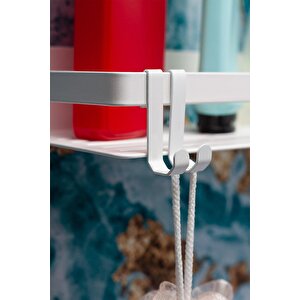 Metal Banyo Düzenleyici Organizer Şampuan Rafı Beyaz
