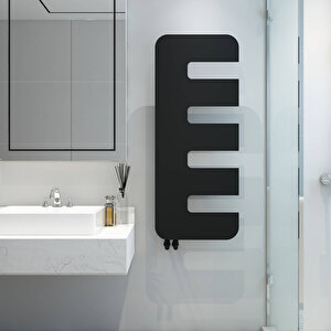 Rex Dikey İnce Tasarım Çelik Radyatör Modern Tasarım Siyah 120x49 Cm 120x49 cm