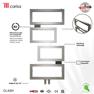 Carisa Clash Paslanmaz Çelik Havlupan Modern Tasarım Satine 92x45 Cm