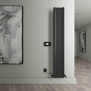 Boreas Hybrid B Dikey Elektrikli Radyatör Modern Tasarım Siyah 180x27,6 Cm 180x27,6 cm