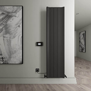 Boreas Hybrid B Dikey Elektrikli Radyatör Modern Tasarım Siyah 180x27,6 Cm 180x27,6 cm