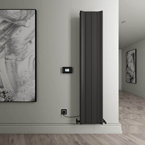Boreas Hybrid B Dikey Elektrikli Radyatör Modern Tasarım Siyah 180x55,5 Cm 180x55,5 cm