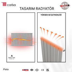 Carisa Plata Yatay Yakıt Tasarruflu Premium Malzeme Alüminyum Radyatör Modern Tasarım Beyaz 60x42 Cm