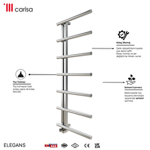 Carisa Elegans Paslanmaz Çelik Havlupan Modern Tasarım Satine 120x50 Cm