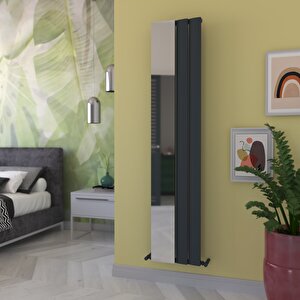 Step Mirror Dikey Alüminyum Radyatör Modern Tasarım Antrasit 180x37,5 Cm 180x37,5 cm