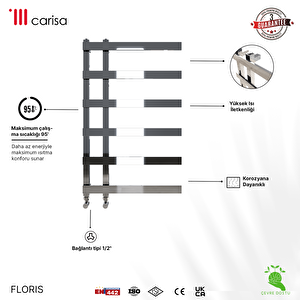 Carisa Floris Çelik Havlupan Modern Tasarım Krom 120x50 Cm