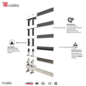 Carisa Floris Çelik Havlupan Modern Tasarım Krom 100x50 Cm
