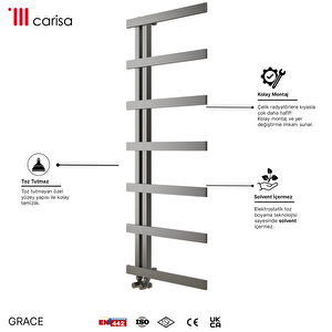 Carisa Grace Paslanmaz Çelik Havlupan Modern Tasarım Satine 180x50 Cm