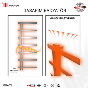 Carisa Grace Paslanmaz Çelik Havlupan Modern Tasarım Satine 180x50 Cm