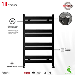 Carisa Soleil Yakıt Tasarruflu Premium Malzeme Alüminyum Havlupan Modern Tasarım Antrasit 80,5x48 Cm