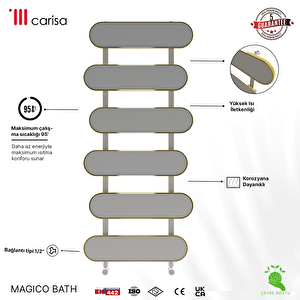 Carisa Magico Bath Yakıt Tasarruflu Premium Malzeme Alüminyum Havlupan Modern Tasarım Beyaz 109,5x50 Cm