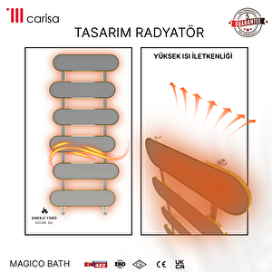 Carisa Magico Bath Yakıt Tasarruflu Premium Malzeme Alüminyum Havlupan Modern Tasarım Beyaz 109,5x50 Cm