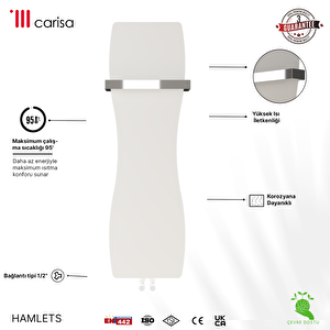 Carisa Hamlets Dikey İnce Tasarım Çelik Radyatör Modern Tasarım Beyaz 99x35,3 Cm