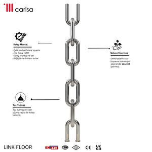 Carisa Link Floor Dikey Paslanmaz Çelik Radyatör Modern Tasarım Satine 230x24 Cm