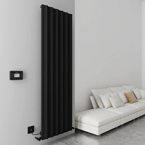 Boreas Hybrid S Dikey Elektrikli Radyatör Modern Tasarım Siyah 180x55,5 Cm 180x55,5 cm