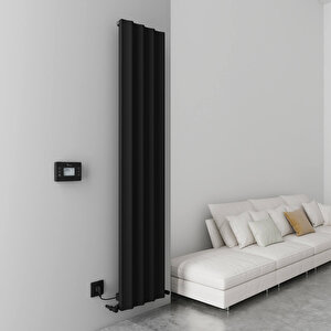 Boreas Hybrid S Dikey Elektrikli Radyatör Modern Tasarım Siyah 180x36,9 Cm 180x36,9 cm