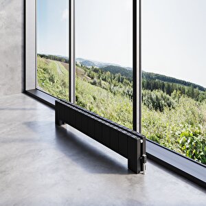 Elvino Floor Yatay Alüminyum Radyatör Modern Tasarım Siyah 30x124,5 Cm 30x124,5 cm