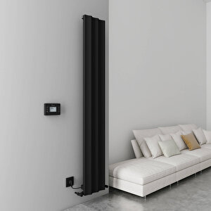 Boreas Hybrid S Dikey Elektrikli Radyatör Modern Tasarım Siyah 180x27,6 Cm 180x27,6 cm