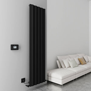 Boreas Hybrid S Dikey Elektrikli Radyatör Modern Tasarım Siyah 180x27,6 Cm 180x27,6 cm