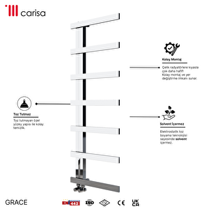 Carisa Grace Paslanmaz Çelik Havlupan Modern Tasarım Ayna Polisaj 80x50 Cm
