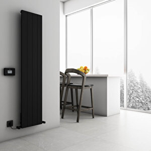 Boreas Hybrid M Dikey Elektrikli Radyatör Modern Tasarım Siyah 180x36,9 Cm 180x36,9 cm