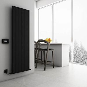 Boreas Hybrid M Dikey Elektrikli Radyatör Modern Tasarım Siyah 180x55,5 Cm 180x55,5 cm