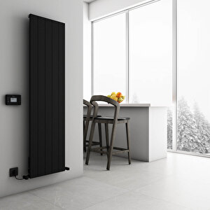 Boreas Hybrid M Dikey Elektrikli Radyatör Modern Tasarım Siyah 180x46,2 Cm 180x46,2 cm