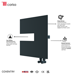 Carisa Coventry-r Yatay İnce Tasarım Çelik Radyatör Modern Tasarım Antrasit 47x47 Cm