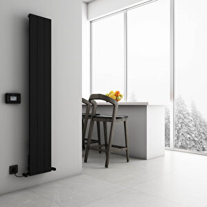 Boreas Hybrid M Dikey Elektrikli Radyatör Modern Tasarım Siyah 180x27,6 Cm 180x27,6 cm