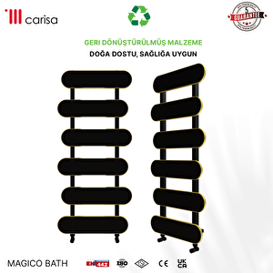 Carisa Magico Bath Yakıt Tasarruflu Premium Malzeme Alüminyum Havlupan Modern Tasarım Siyah 148,5x50 Cm