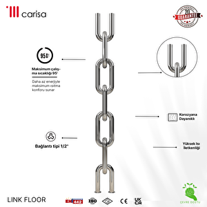 Carisa Link Floor Dikey Paslanmaz Çelik Radyatör Modern Tasarım Ayna Polisaj 230x24 Cm