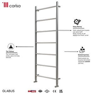 Carisa Globus Paslanmaz Çelik Havlupan Modern Tasarım Satine 120x50 Cm