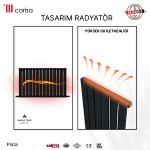 Carisa Plata Yatay Yakıt Tasarruflu Premium Malzeme Alüminyum Radyatör Modern Tasarım Antrasit 60x63 Cm