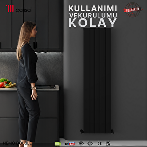 Nemo Double 1800*0375*04/kumlu Koyu Gri̇/standart Bağlanti(i̇ki̇ Yan-alt-üst-çapraz)/alümi̇nyum Radyatör Yakit Tasarrufu Sağlar Premium Malzeme 180x37,5 cm