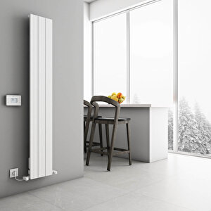 Boreas Hybrid M Dikey Elektrikli Radyatör Modern Tasarım Beyaz 180x27,6 Cm 180x27,6 cm