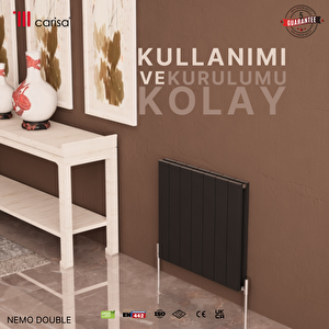 Nemo Double (reverse Side Monza) Yatay Alüminyum Radyatör Modern Tasarım Koyu Gri 60x56,5 Cm 60x56,5 cm