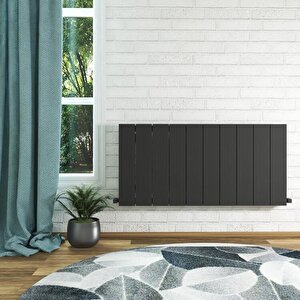 Elvino Yatay Alüminyum Radyatör Modern Tasarım Koyu Gri 60x124,5 Cm 60x124,5 cm