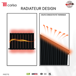 Carisa Pipette Yatay Yakıt Tasarruflu Premium Malzeme Alüminyum Radyatör Modern Tasarım Antrasit 60x66 Cm